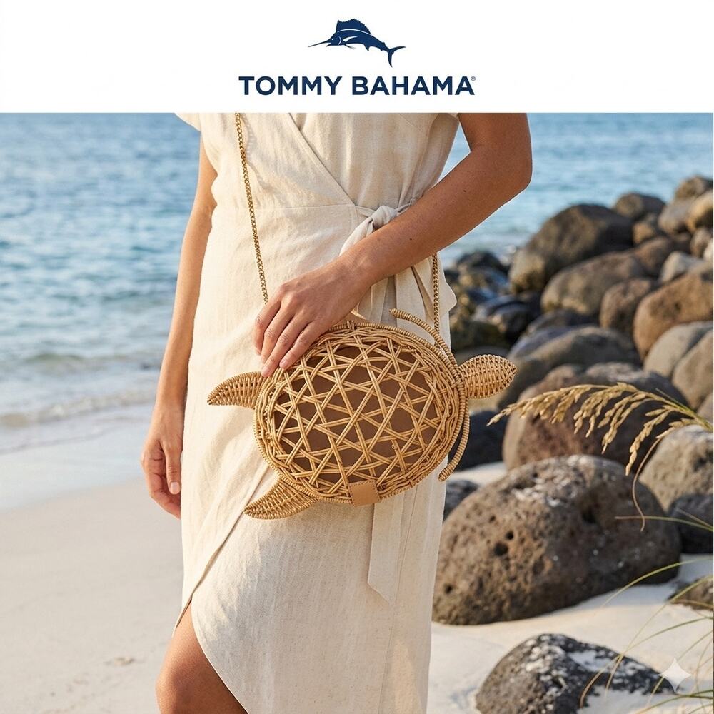 Tommy Bahama NWT Rattan Sea Turtle Crossbody Bag - Picture 7 of 7